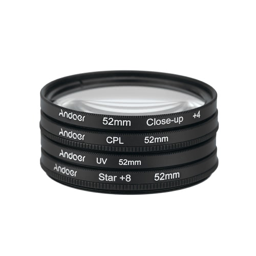 Andoer 52mm UV+CPL+Макросъемка+4 +Звезда 8-точечный Фильтр Набор Циркулярного Фильтра Циркулярный Поляризационный Фильтр Макросъемка Звезда 8-точечный Фильтр с Мешком для Никон Кэнон Пентакс Сони DSLR Камеры